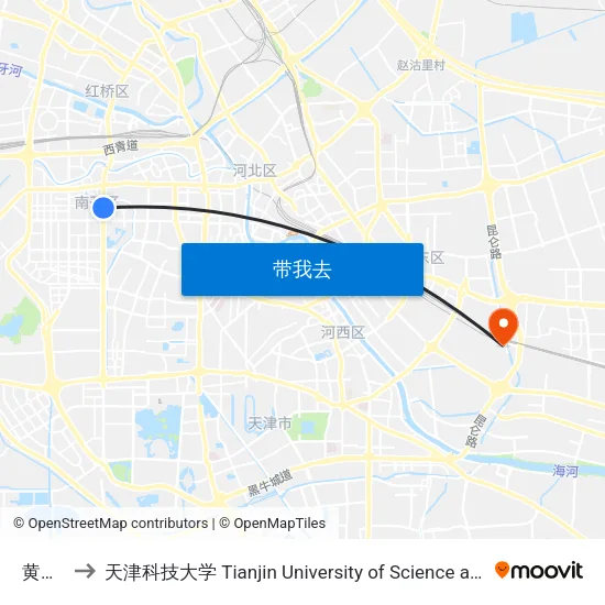 黄河道 to 天津科技大学 Tianjin University of Science and Technology map
