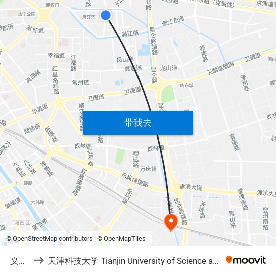 义江里 to 天津科技大学 Tianjin University of Science and Technology map