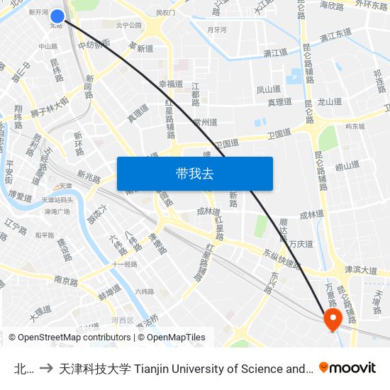 北站 to 天津科技大学 Tianjin University of Science and Technology map
