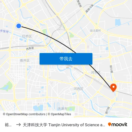 裕国楼 to 天津科技大学 Tianjin University of Science and Technology map