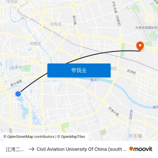 江湾二支路 to Civil Aviation University Of China (south campus) map