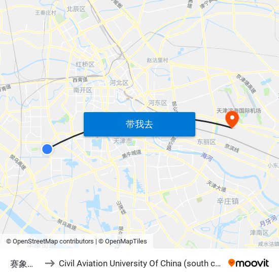 赛象科技 to Civil Aviation University Of China (south campus) map