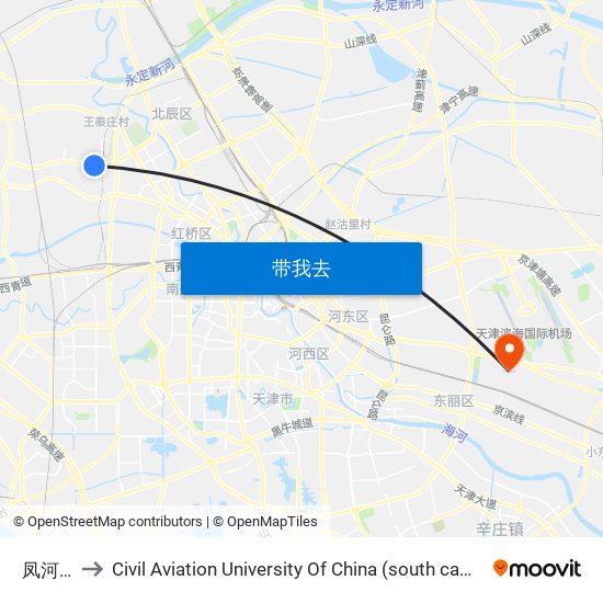 凤河桥 to Civil Aviation University Of China (south campus) map