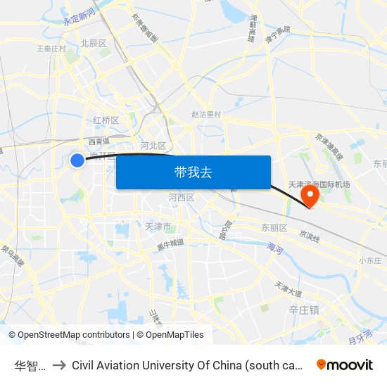 华智里 to Civil Aviation University Of China (south campus) map