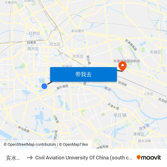 宾水西道 to Civil Aviation University Of China (south campus) map