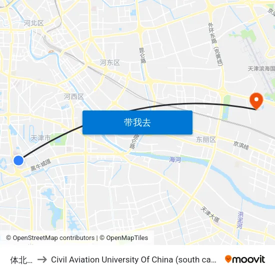 体北道 to Civil Aviation University Of China (south campus) map