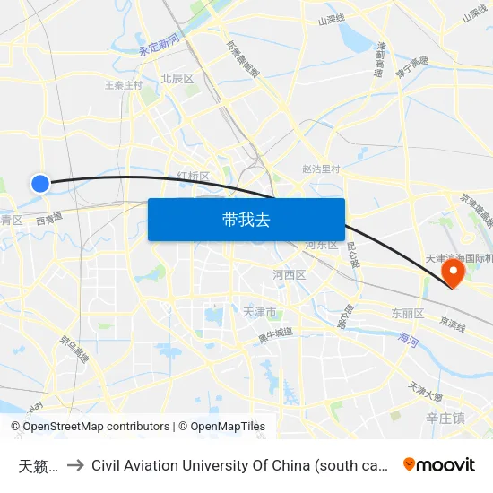 天籁湾 to Civil Aviation University Of China (south campus) map
