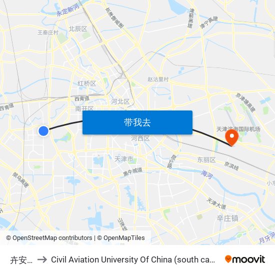 卉安道 to Civil Aviation University Of China (south campus) map