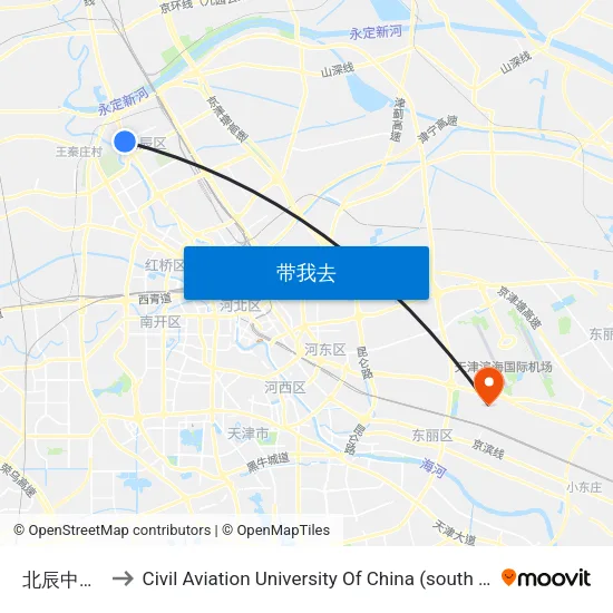北辰中医院 to Civil Aviation University Of China (south campus) map