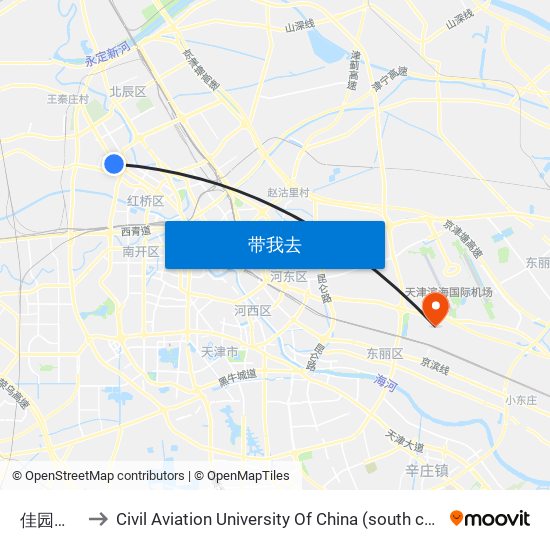 佳园南里 to Civil Aviation University Of China (south campus) map