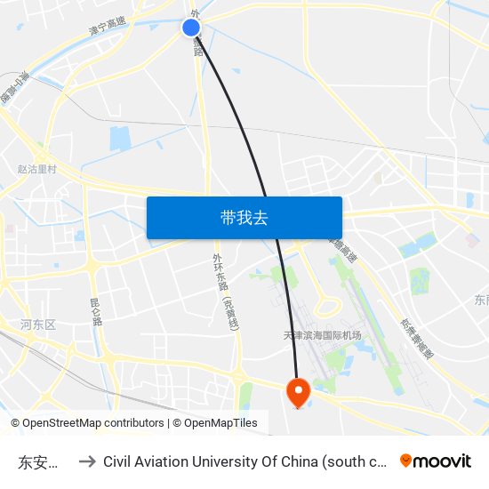 东安驾校 to Civil Aviation University Of China (south campus) map