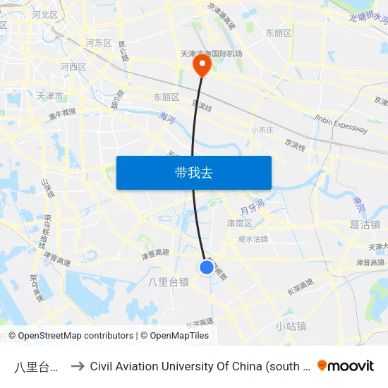 八里台水厂 to Civil Aviation University Of China (south campus) map
