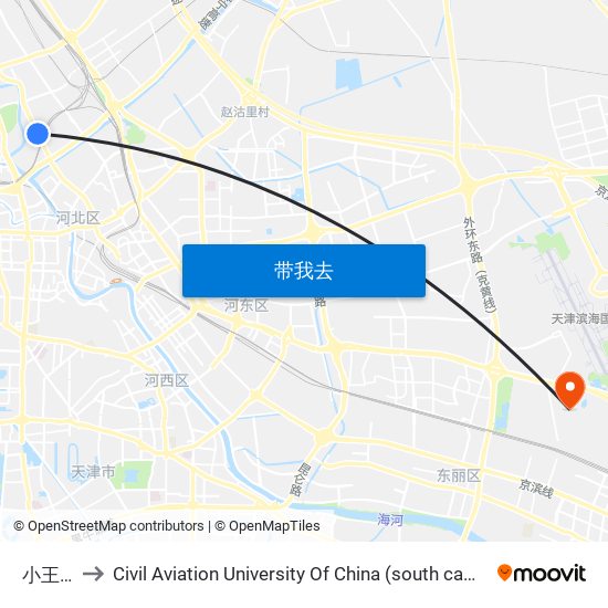 小王庄 to Civil Aviation University Of China (south campus) map