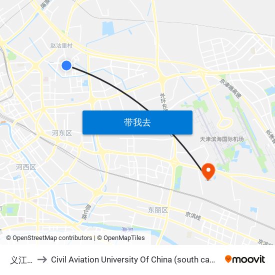 义江里 to Civil Aviation University Of China (south campus) map