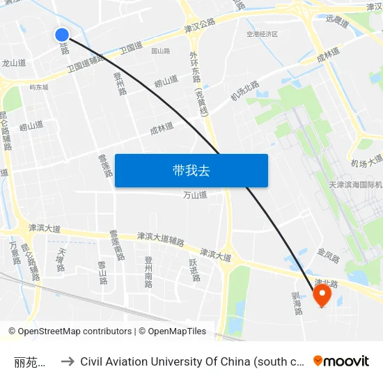 丽苑小区 to Civil Aviation University Of China (south campus) map