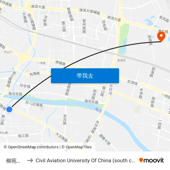柳苑公寓 to Civil Aviation University Of China (south campus) map