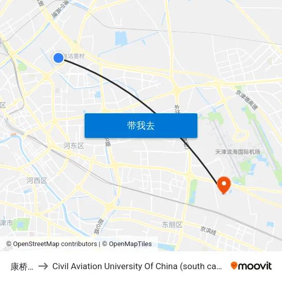 康桥里 to Civil Aviation University Of China (south campus) map