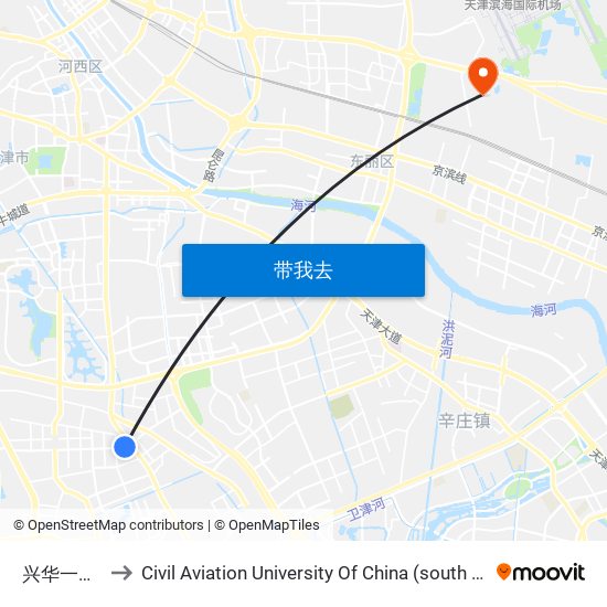兴华一支路 to Civil Aviation University Of China (south campus) map