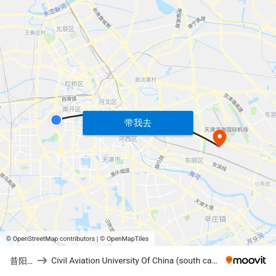 昔阳里 to Civil Aviation University Of China (south campus) map
