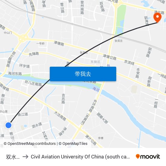 双水道 to Civil Aviation University Of China (south campus) map