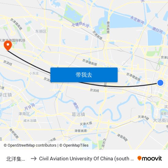 北洋集装箱 to Civil Aviation University Of China (south campus) map