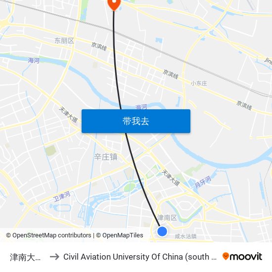 津南大剧院 to Civil Aviation University Of China (south campus) map