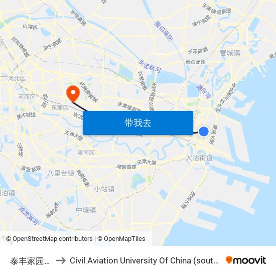 泰丰家园西门 to Civil Aviation University Of China (south campus) map