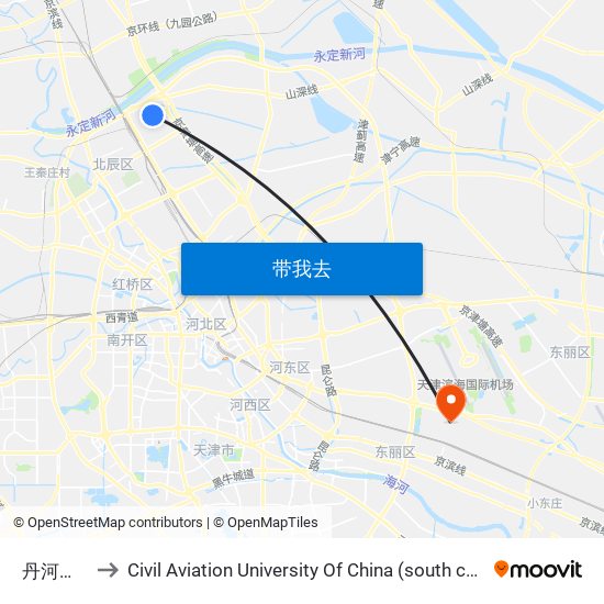 丹河北道 to Civil Aviation University Of China (south campus) map