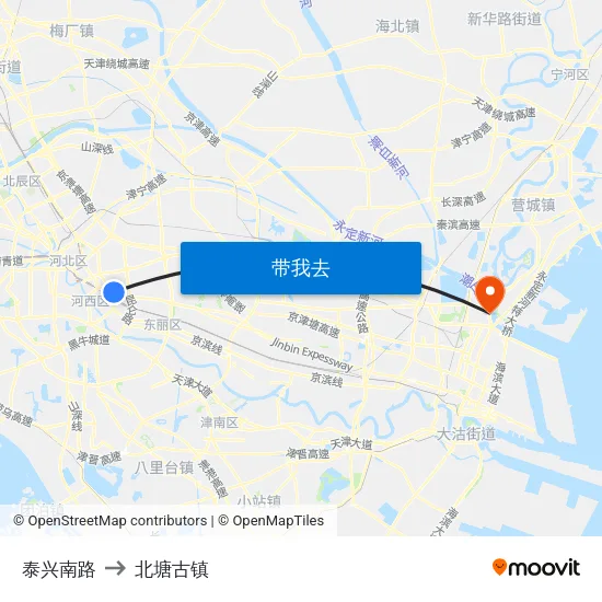 泰兴南路 to 北塘古镇 map