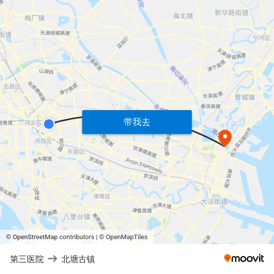 第三医院 to 北塘古镇 map