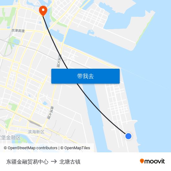 东疆金融贸易中心 to 北塘古镇 map
