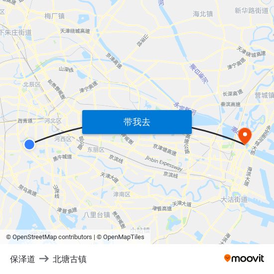 保泽道 to 北塘古镇 map