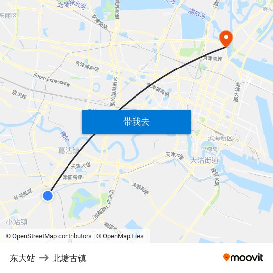东大站 to 北塘古镇 map