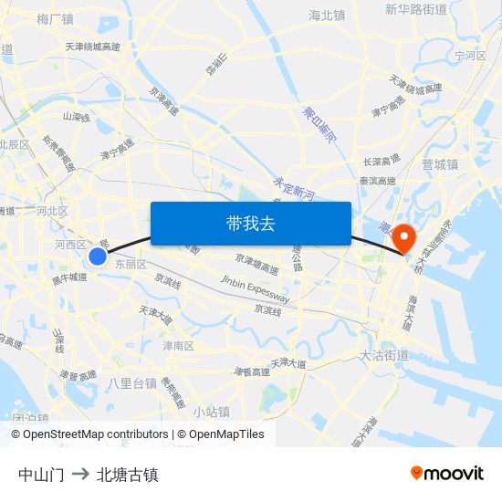 中山门 to 北塘古镇 map