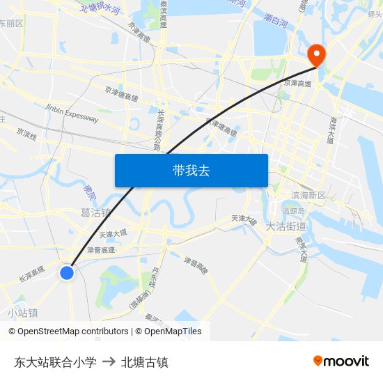 东大站联合小学 to 北塘古镇 map