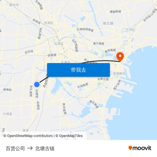 百货公司 to 北塘古镇 map