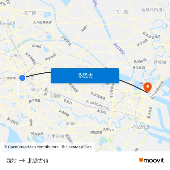 西站 to 北塘古镇 map