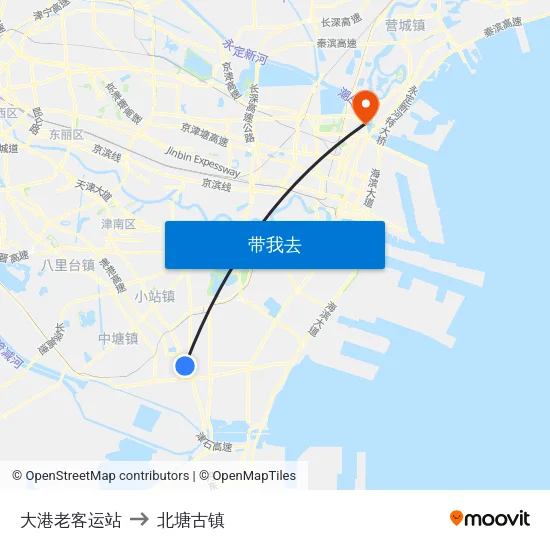 大港老客运站 to 北塘古镇 map