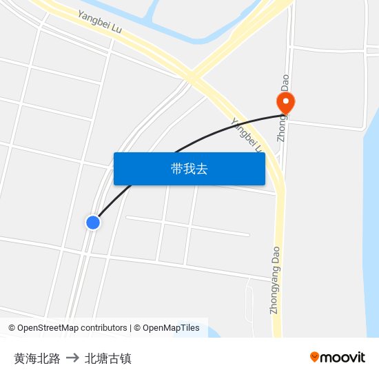 黄海北路 to 北塘古镇 map