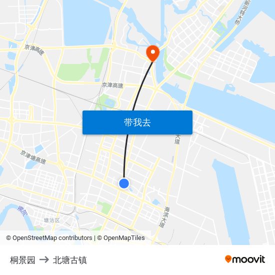 桐景园 to 北塘古镇 map