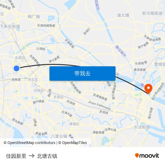 佳园新里 to 北塘古镇 map