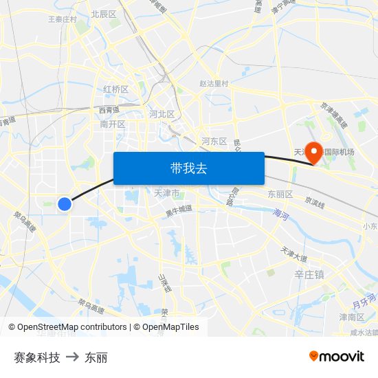 赛象科技 to 东丽 map