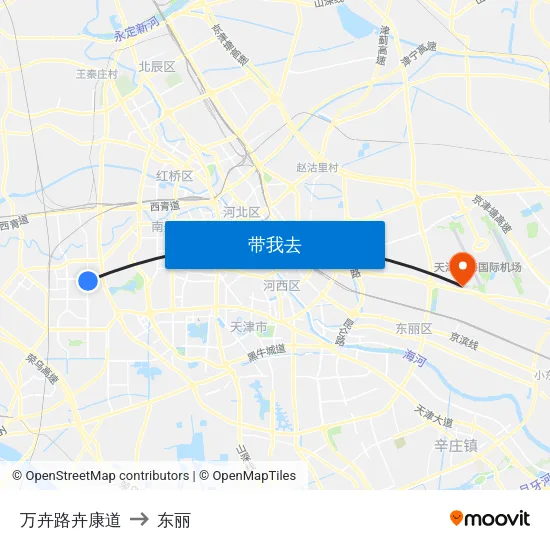 万卉路卉康道 to 东丽 map