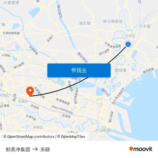 郁美净集团 to 东丽 map