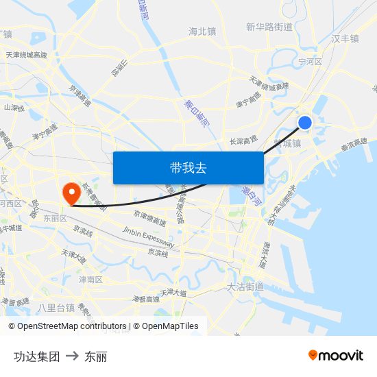 功达集团 to 东丽 map