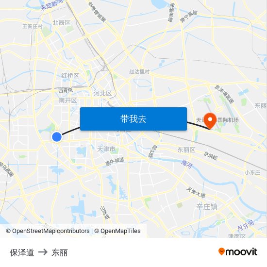 保泽道 to 东丽 map