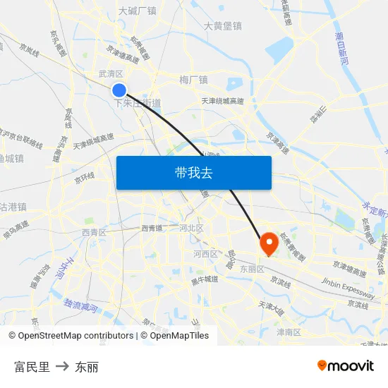 富民里 to 东丽 map