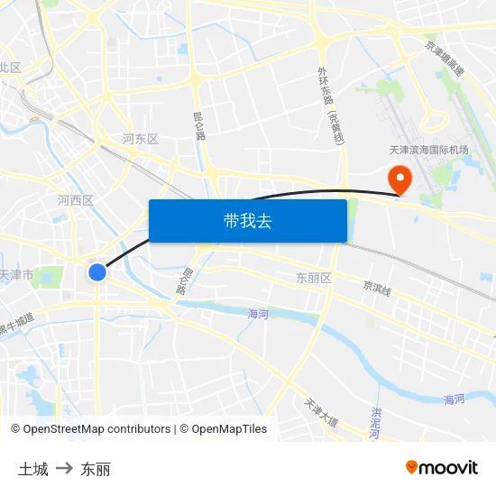 土城 to 东丽 map