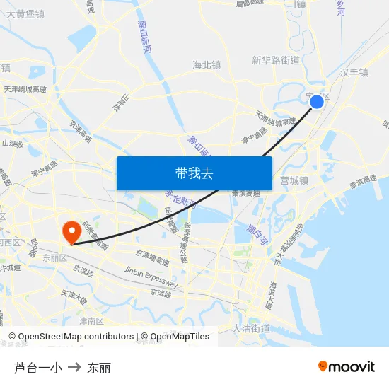 芦台一小 to 东丽 map
