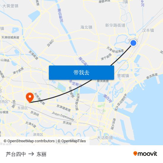 芦台四中 to 东丽 map